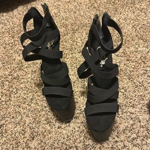 Pleaser, black, strappy heels
